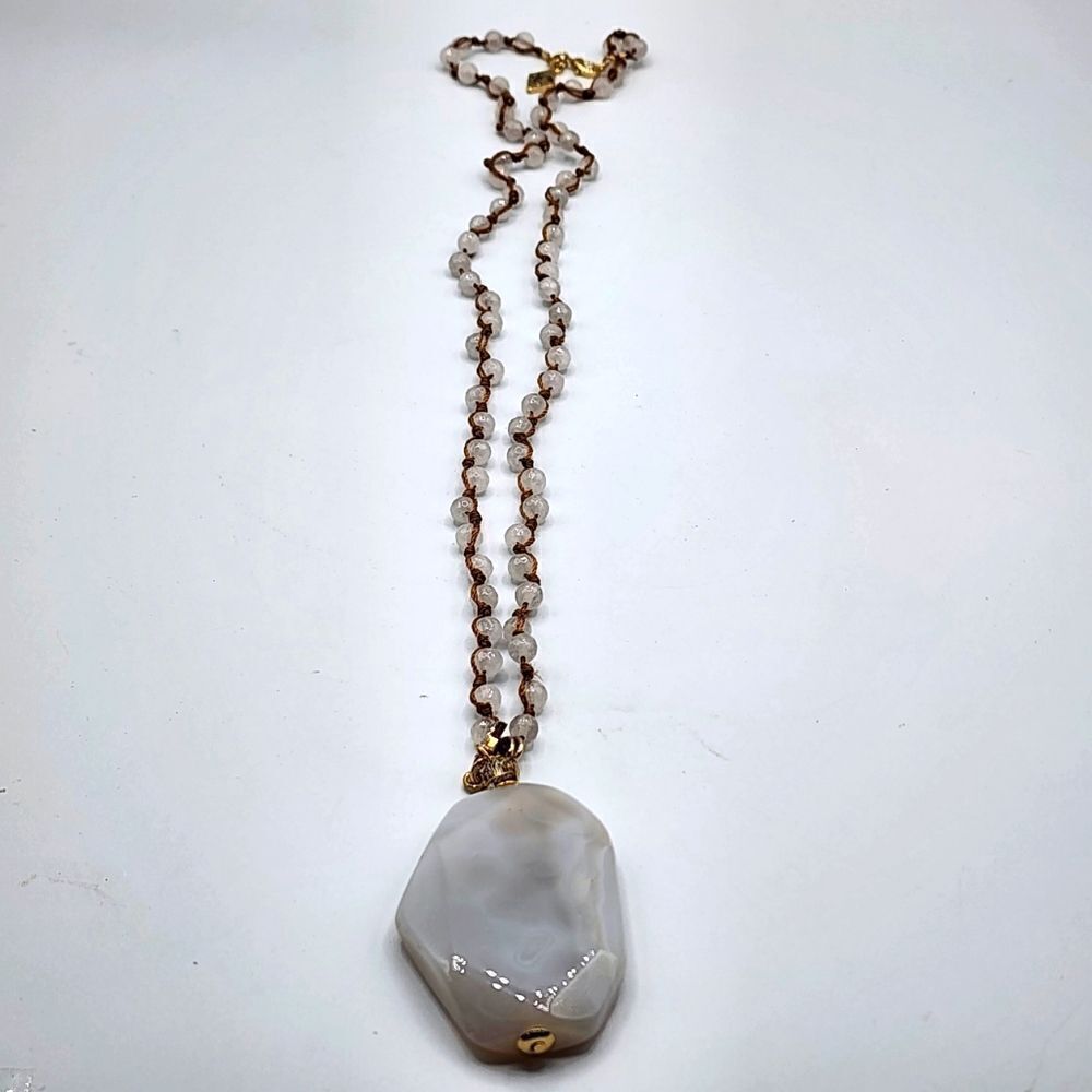 White stone beaded necklace